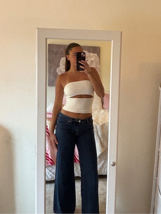 Windsor Tops - Windsor White Strapless Cutout Crop Top